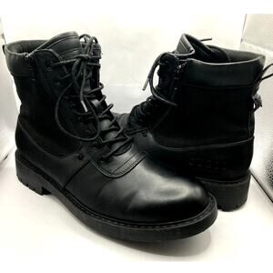 Guess Los Angeles Radford Combat Boots 9.5 M Black Combat‎ Leather Mesh 8" Rise